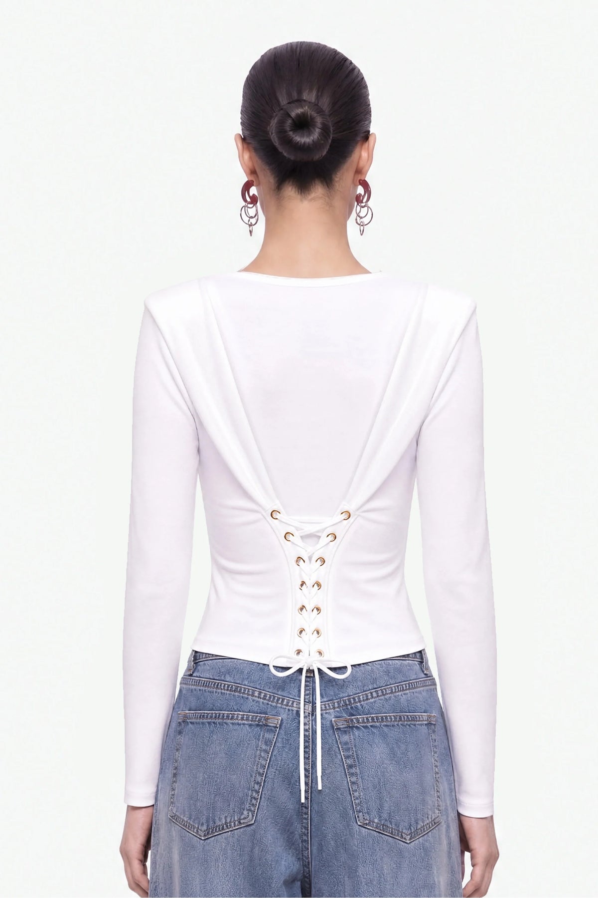 Eyelet Lace Up Blouse