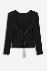 Eyelet Lace Up Blouse