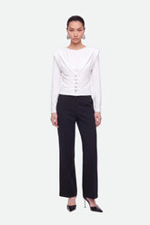 Bow Button Draped Blouse
