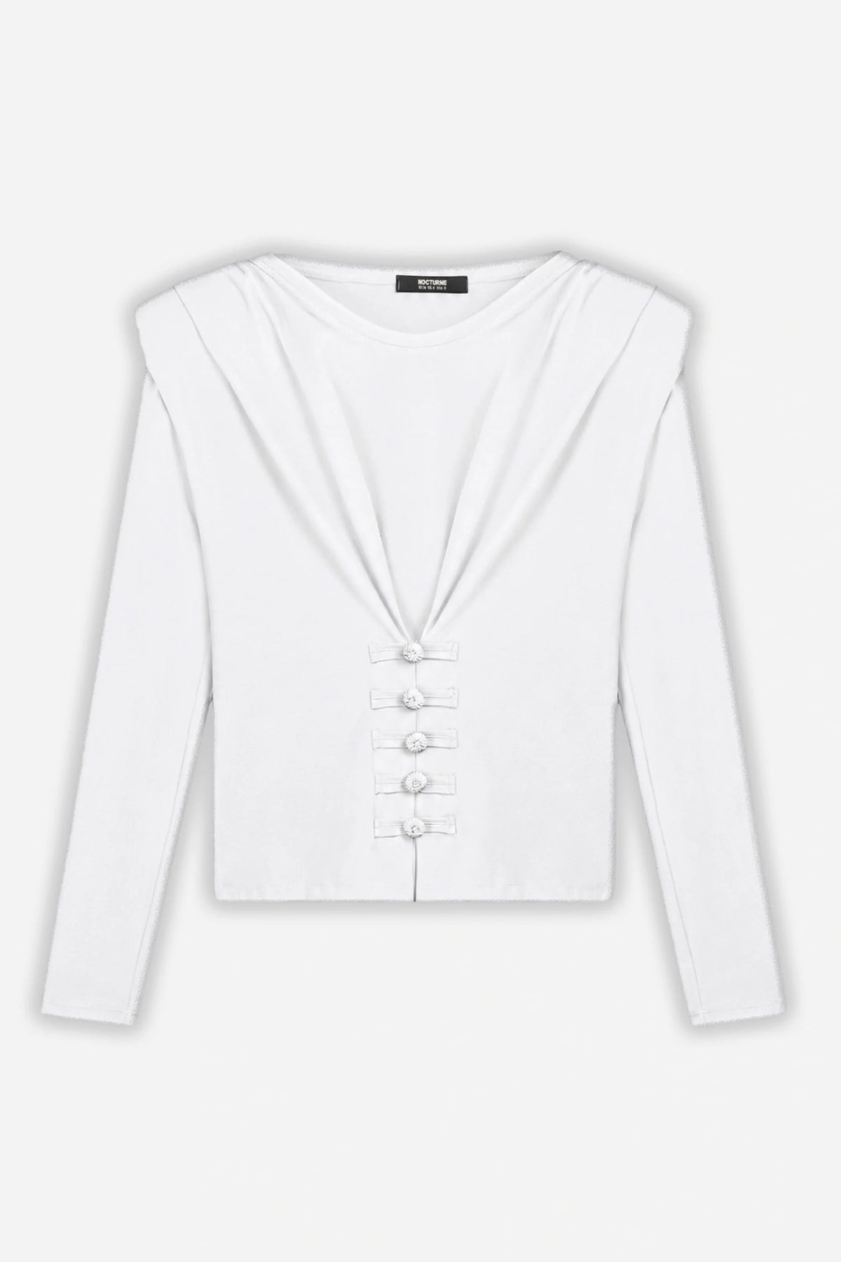 Bow Button Draped Blouse