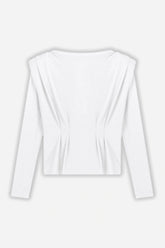 Bow Button Draped Blouse
