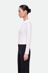 Bow Button Draped Blouse