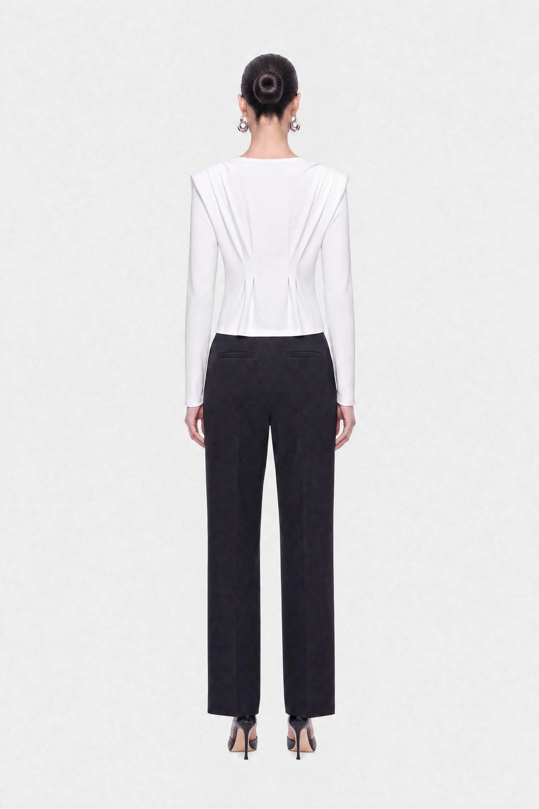 Bow Button Draped Blouse