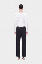 Bow Button Draped Blouse