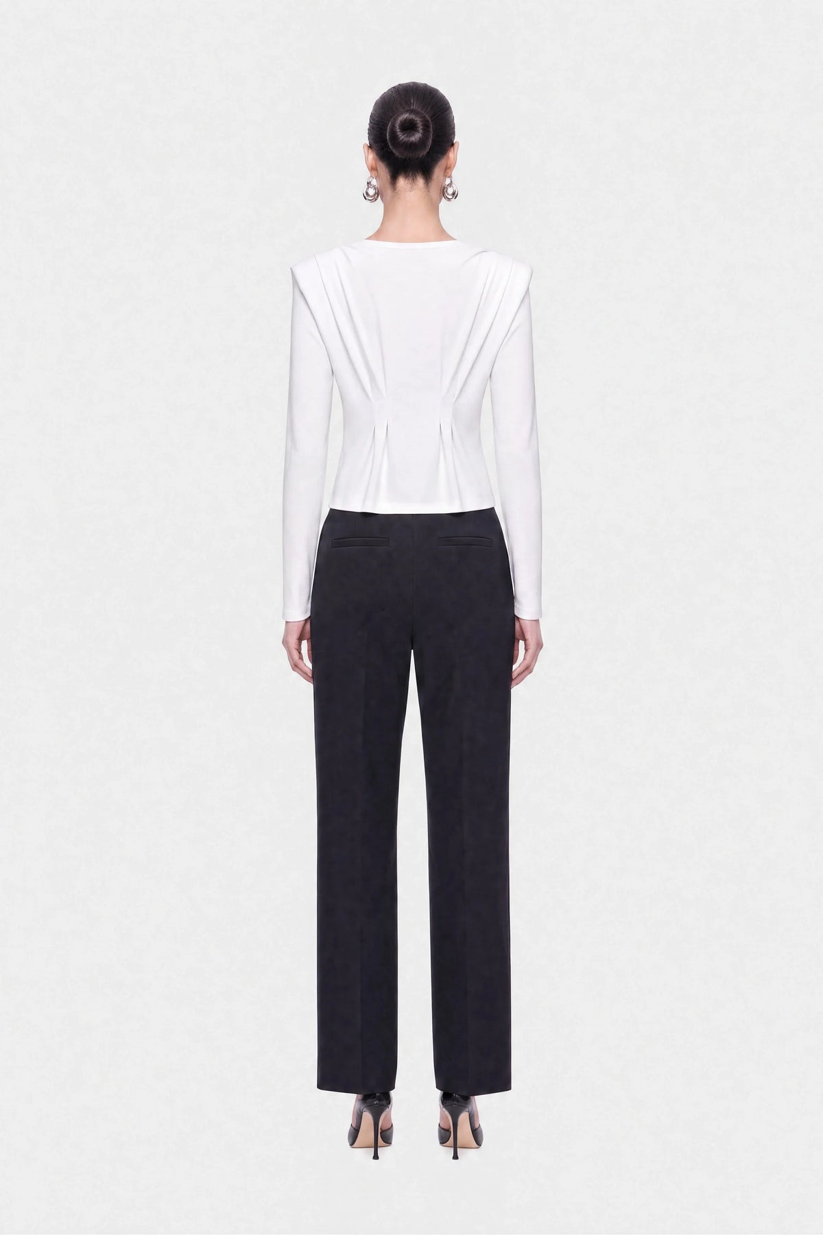 Bow Button Draped Blouse