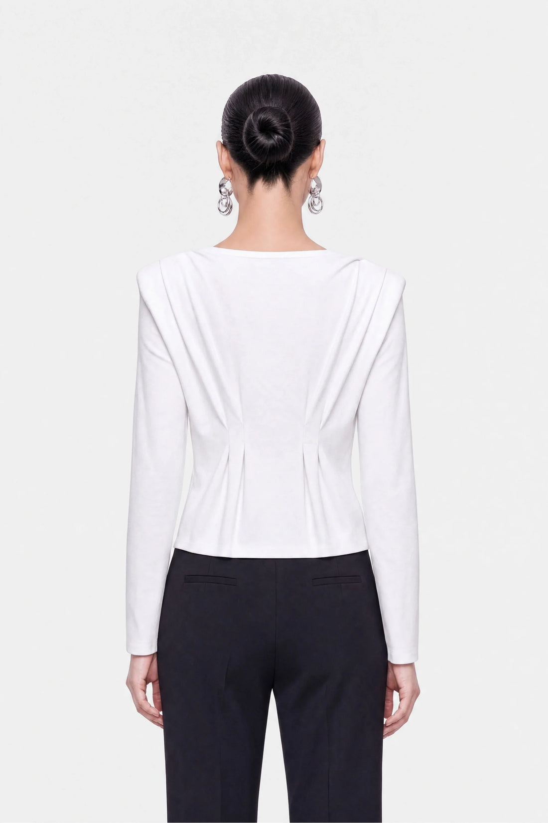 Bow Button Draped Blouse