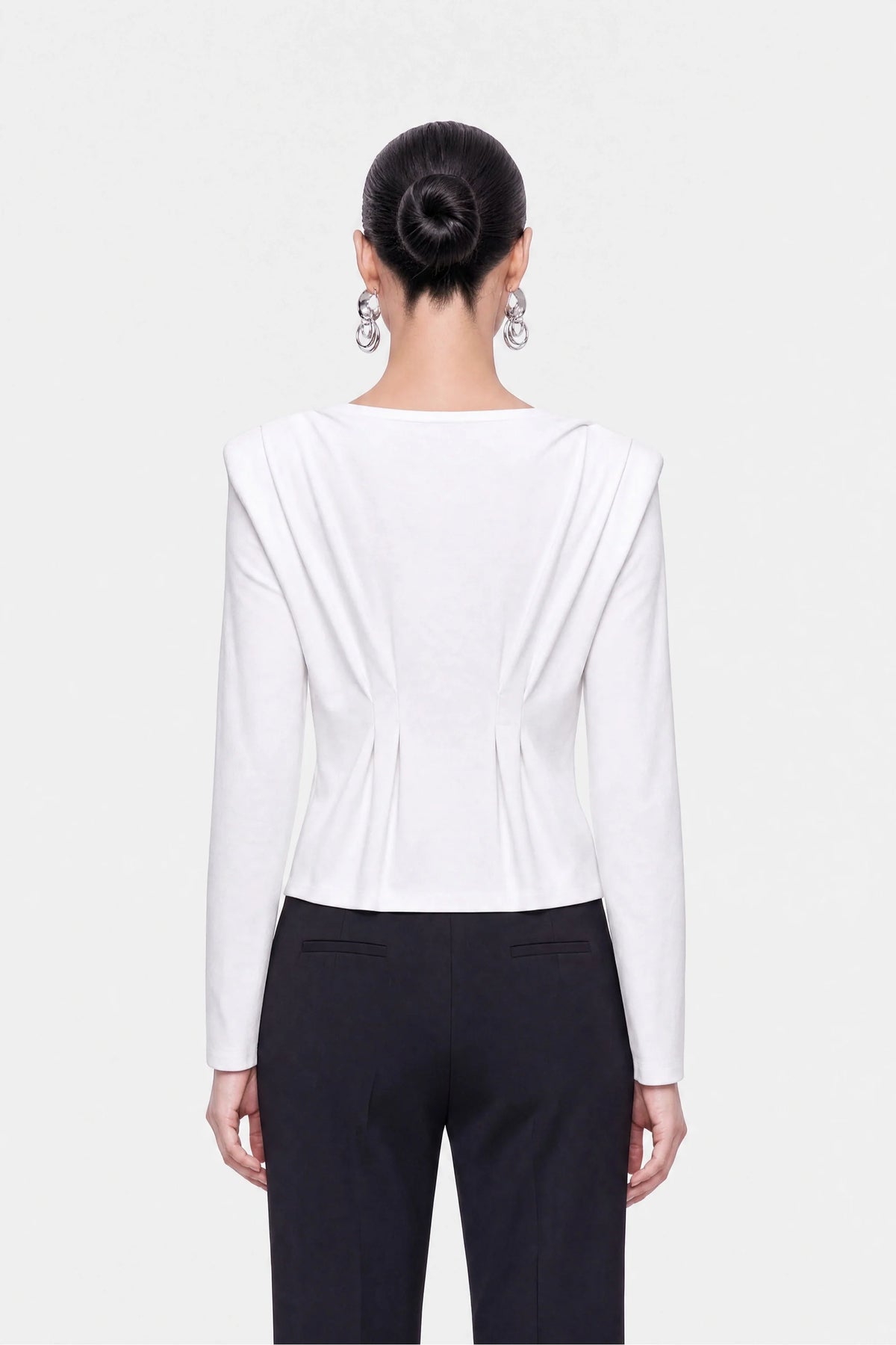 Bow Button Draped Blouse