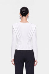 Bow Button Draped Blouse