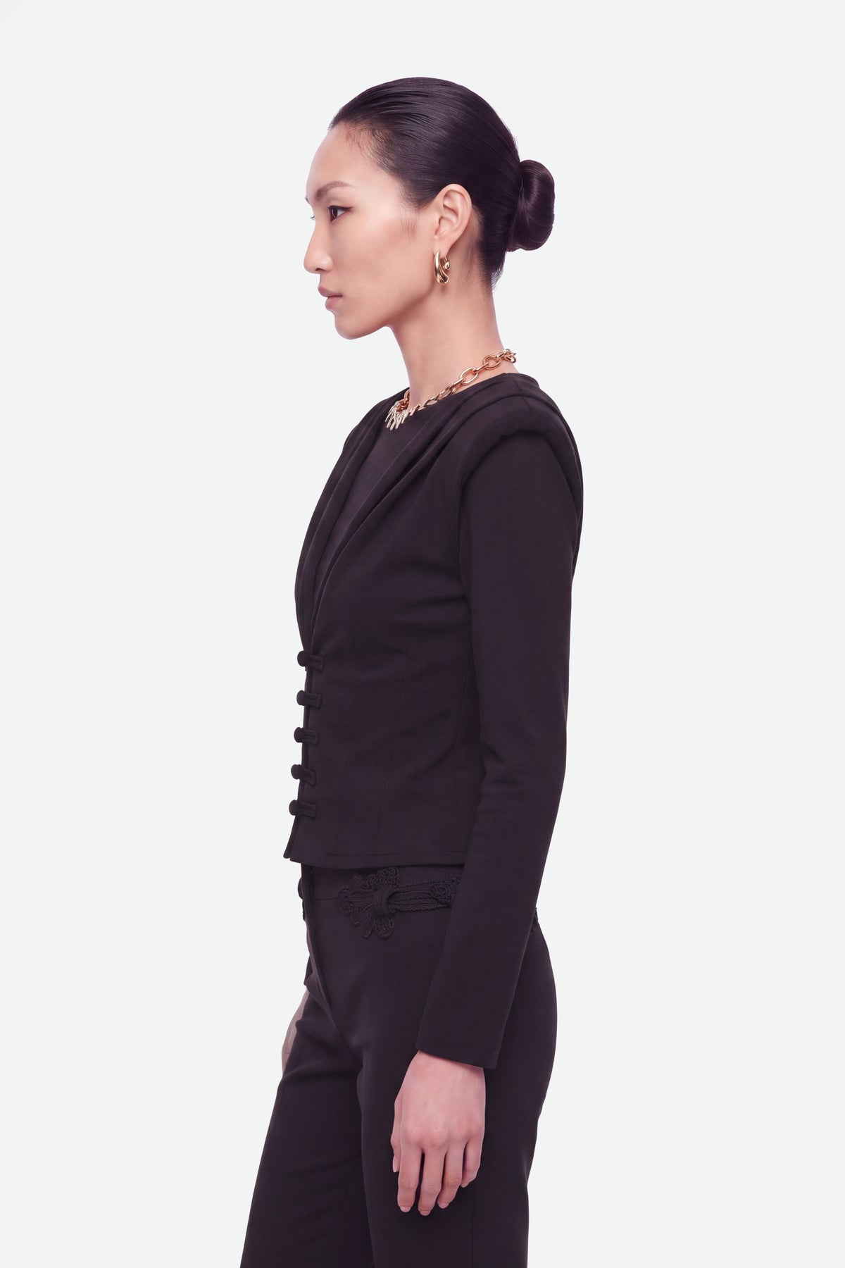 Chinese Button Knit Blouse