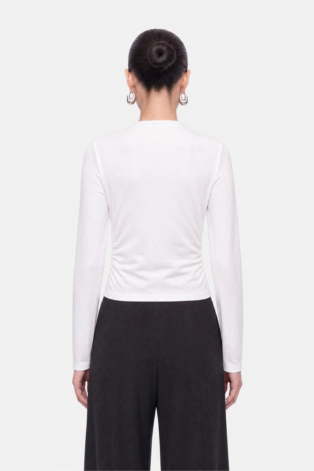 Ruched Metal Zip Blouse