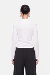 Ruched Metal Zip Blouse