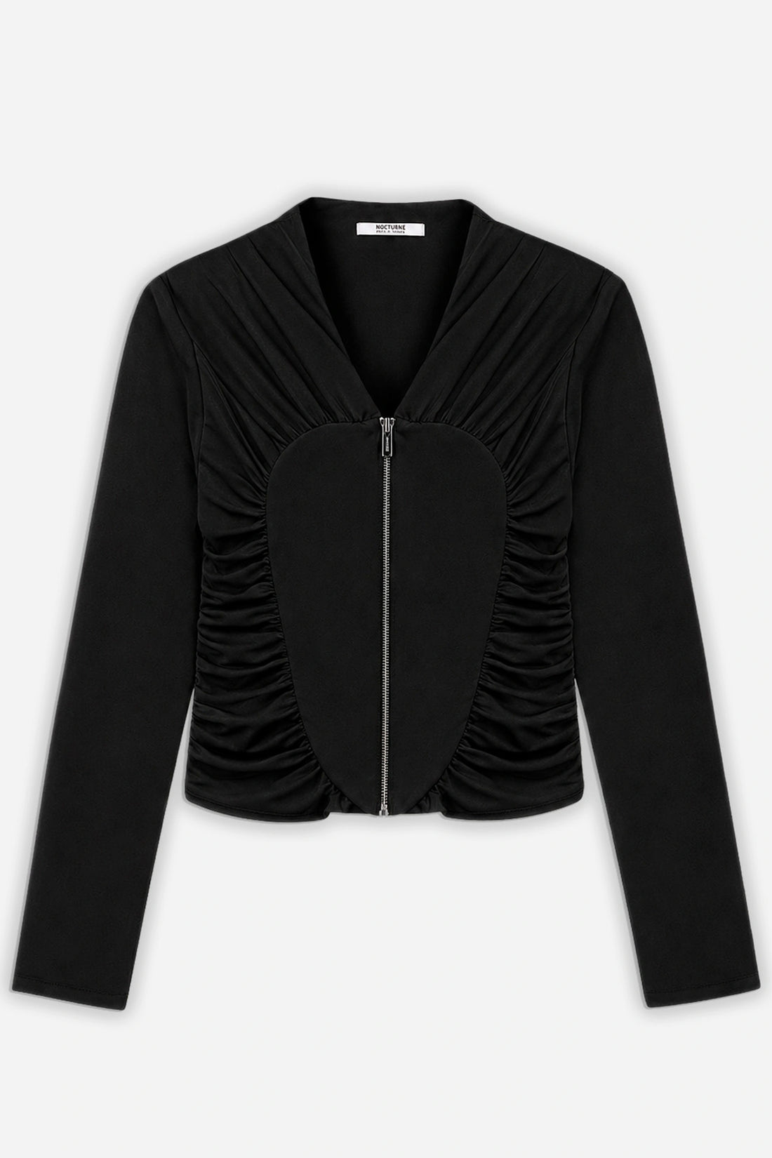Ruffle-Trim Zip-Front Blouse