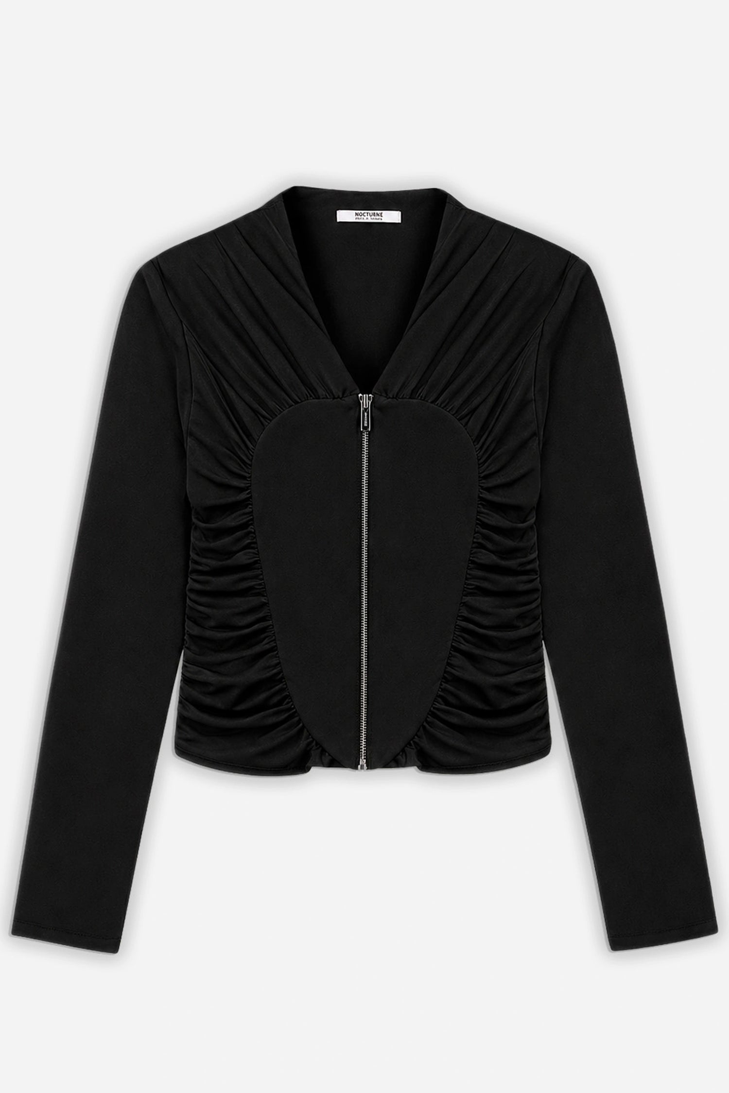 Ruffle-Trim Zip-Front Blouse
