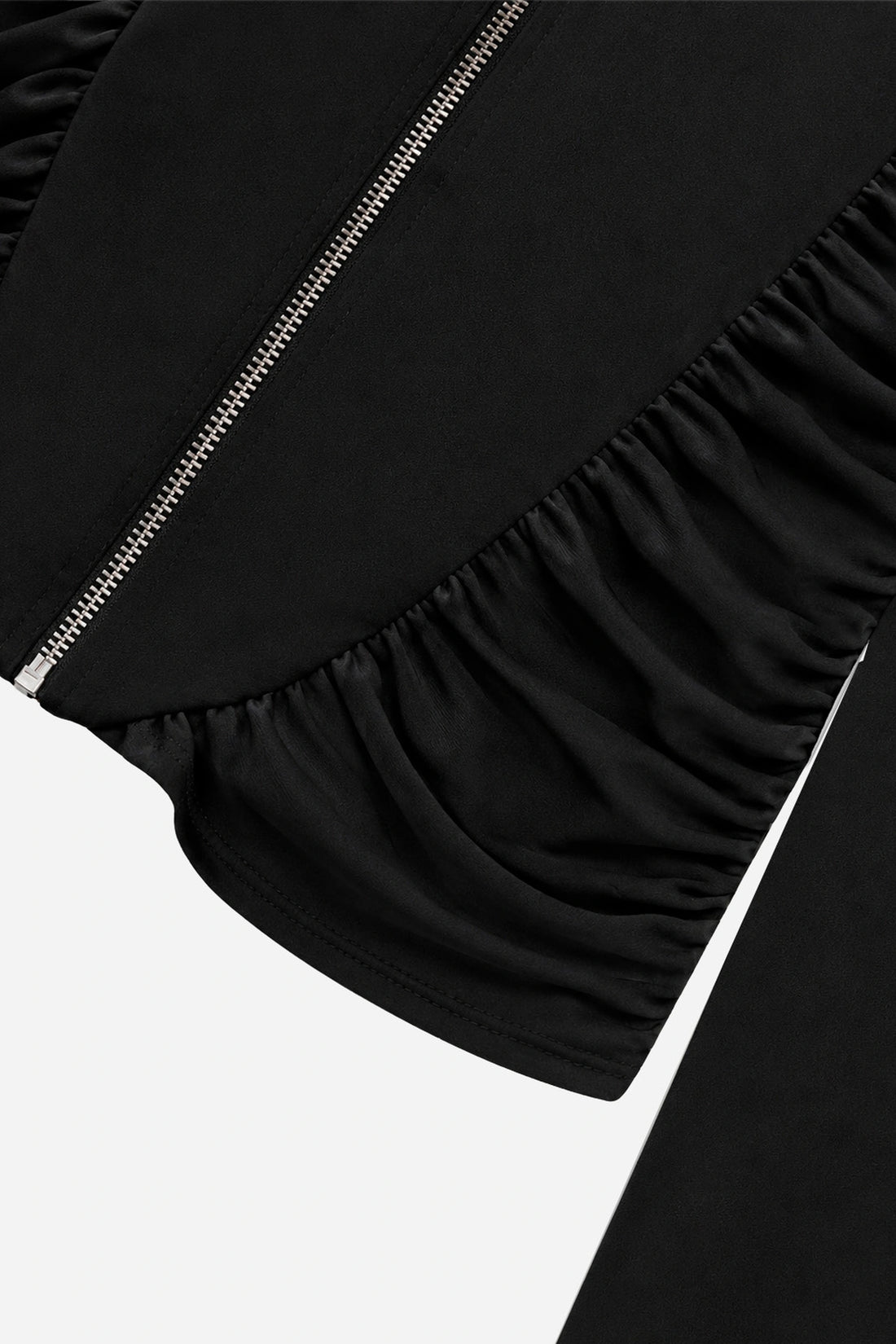 Ruffle-Trim Zip-Front Blouse