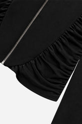 Ruffle-Trim Zip-Front Blouse
