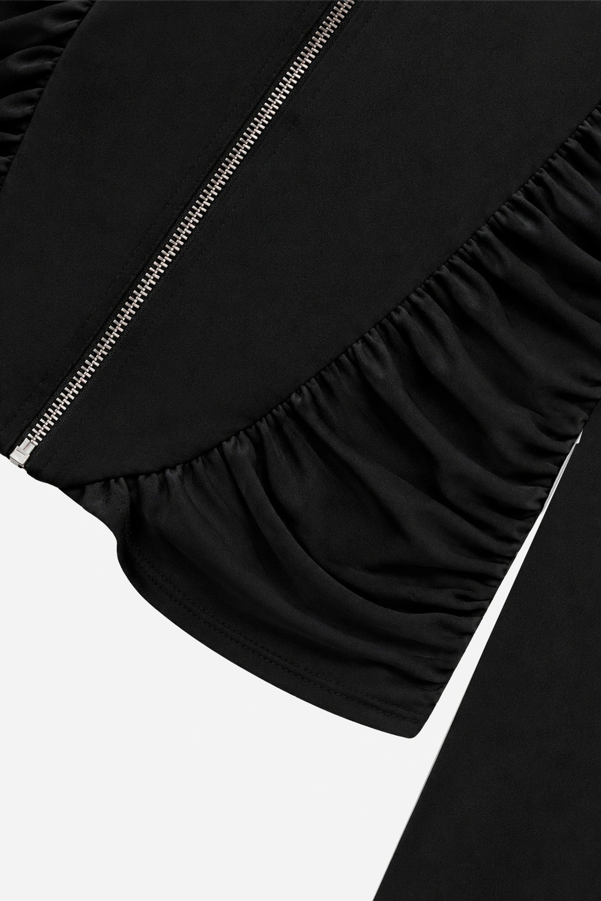 Ruffle-Trim Zip-Front Blouse