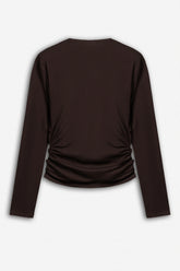 Ruffle Trim Zip Front Blouse