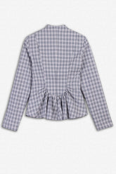 Checked Clasp Peplum Blouse