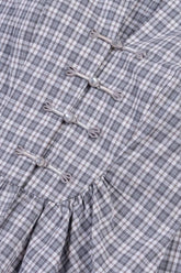 Checked Clasp Peplum Blouse