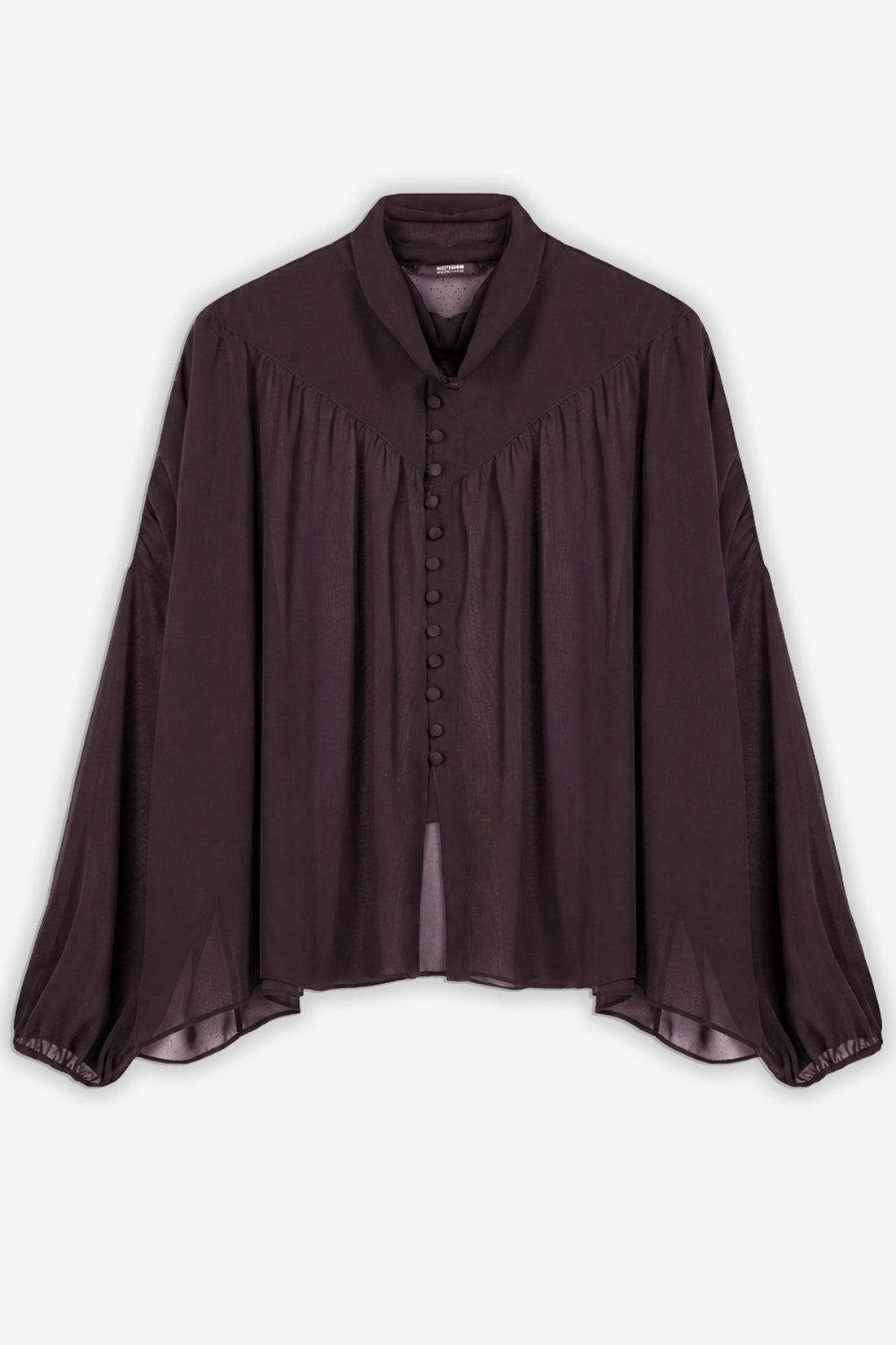 Stand Collar Tulle Blouse