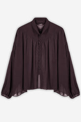 Stand Collar Tulle Blouse