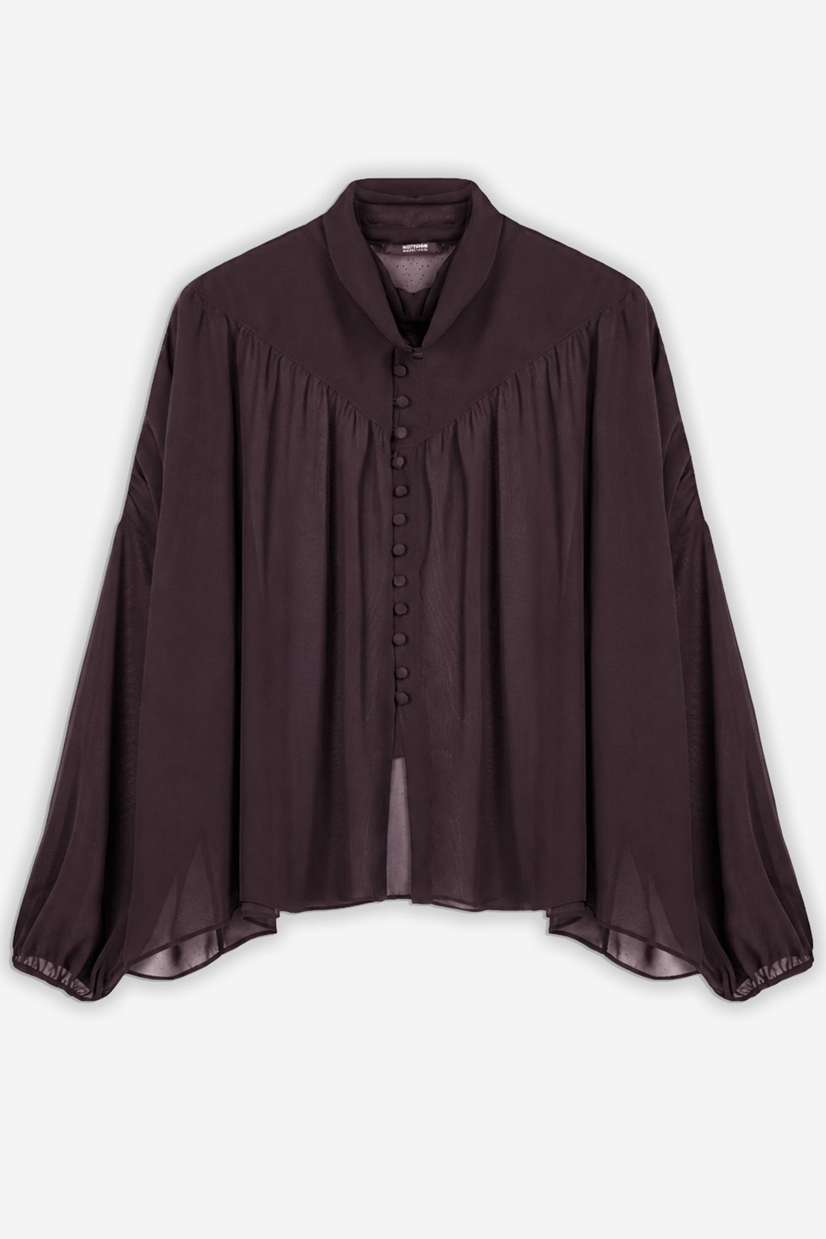 Stand Collar Tulle Blouse