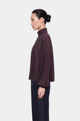 Stand Collar Tulle Blouse