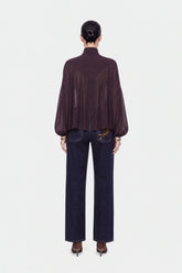 Stand Collar Tulle Blouse