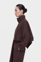 Shawl Detail Stand Collar Trench Coat