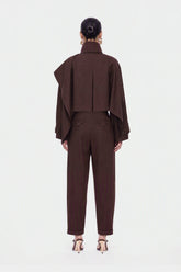 Shawl Detail Stand Collar Trench Coat