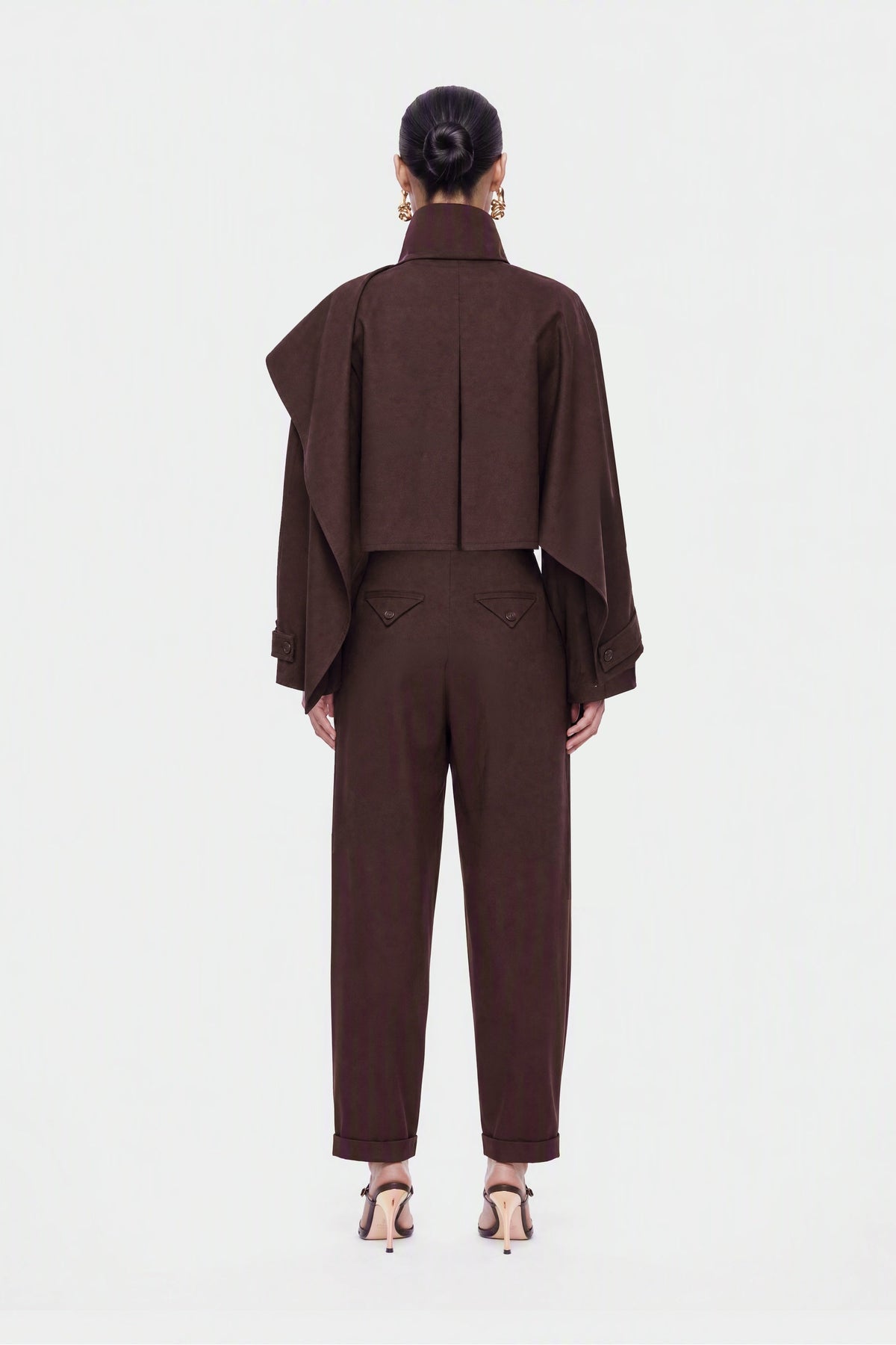Shawl Detail Stand Collar Trench Coat