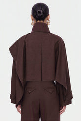 Shawl Detail Stand Collar Trench Coat