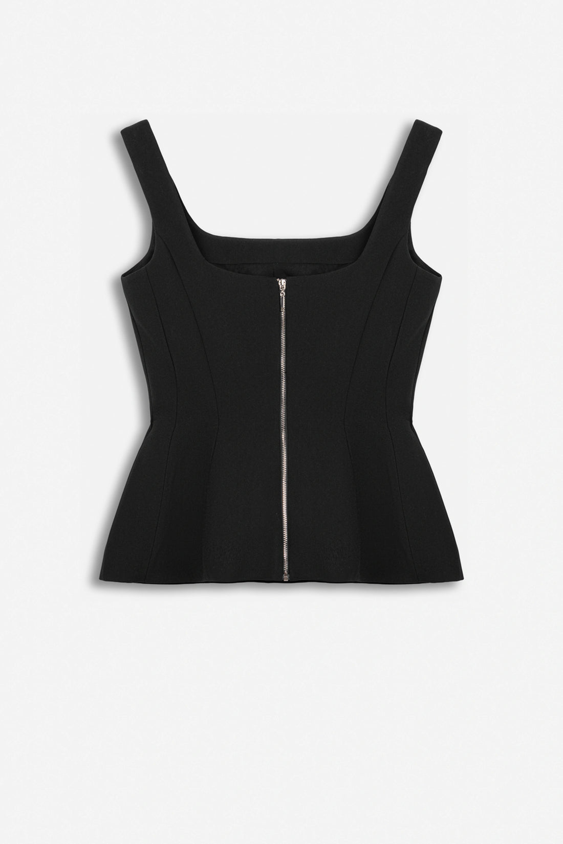 Boned Square-Neck Peplum Bustier Top