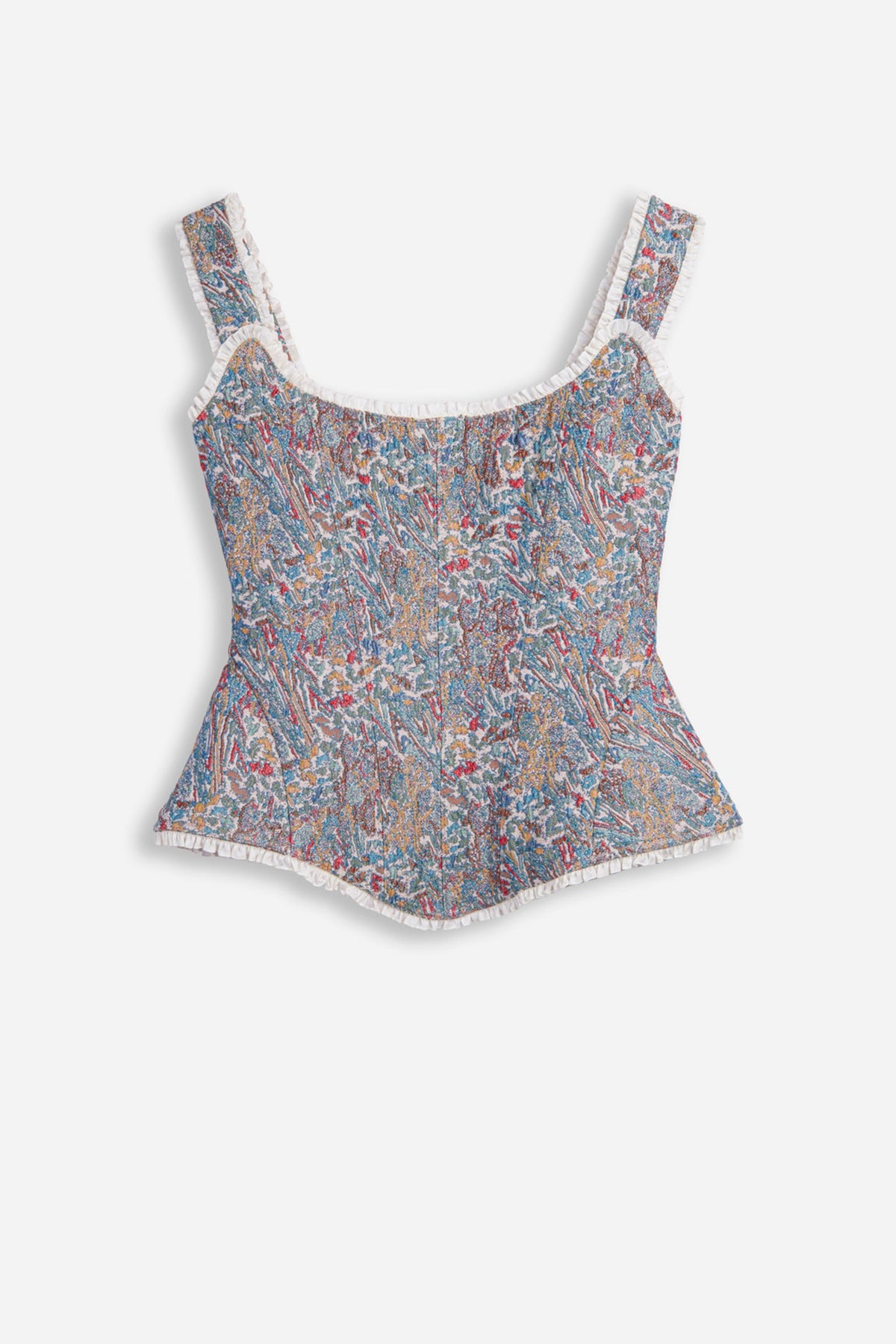 Printed Piped Bustier Top