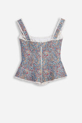Printed Piped Bustier Top