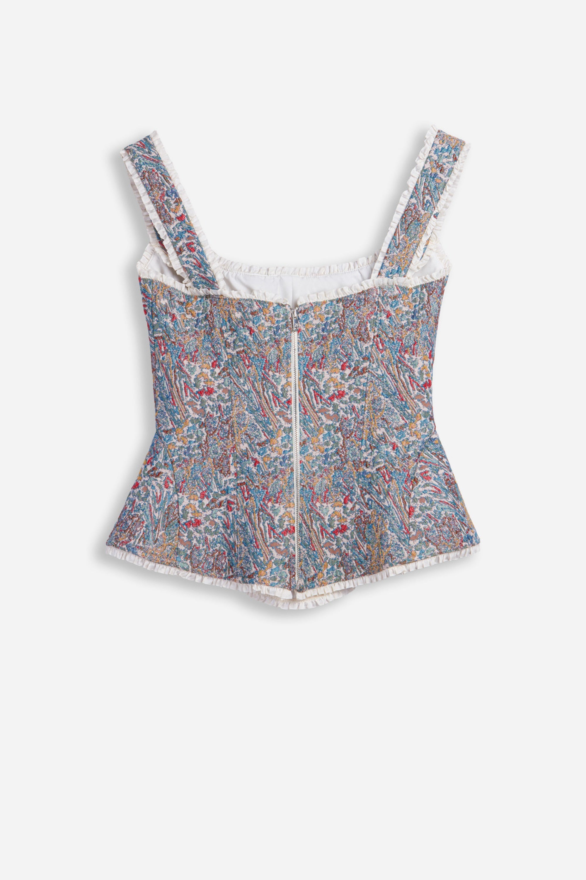 Printed Piped Bustier Top