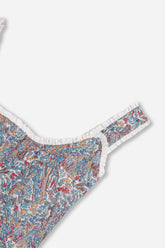 Printed Piped Bustier Top