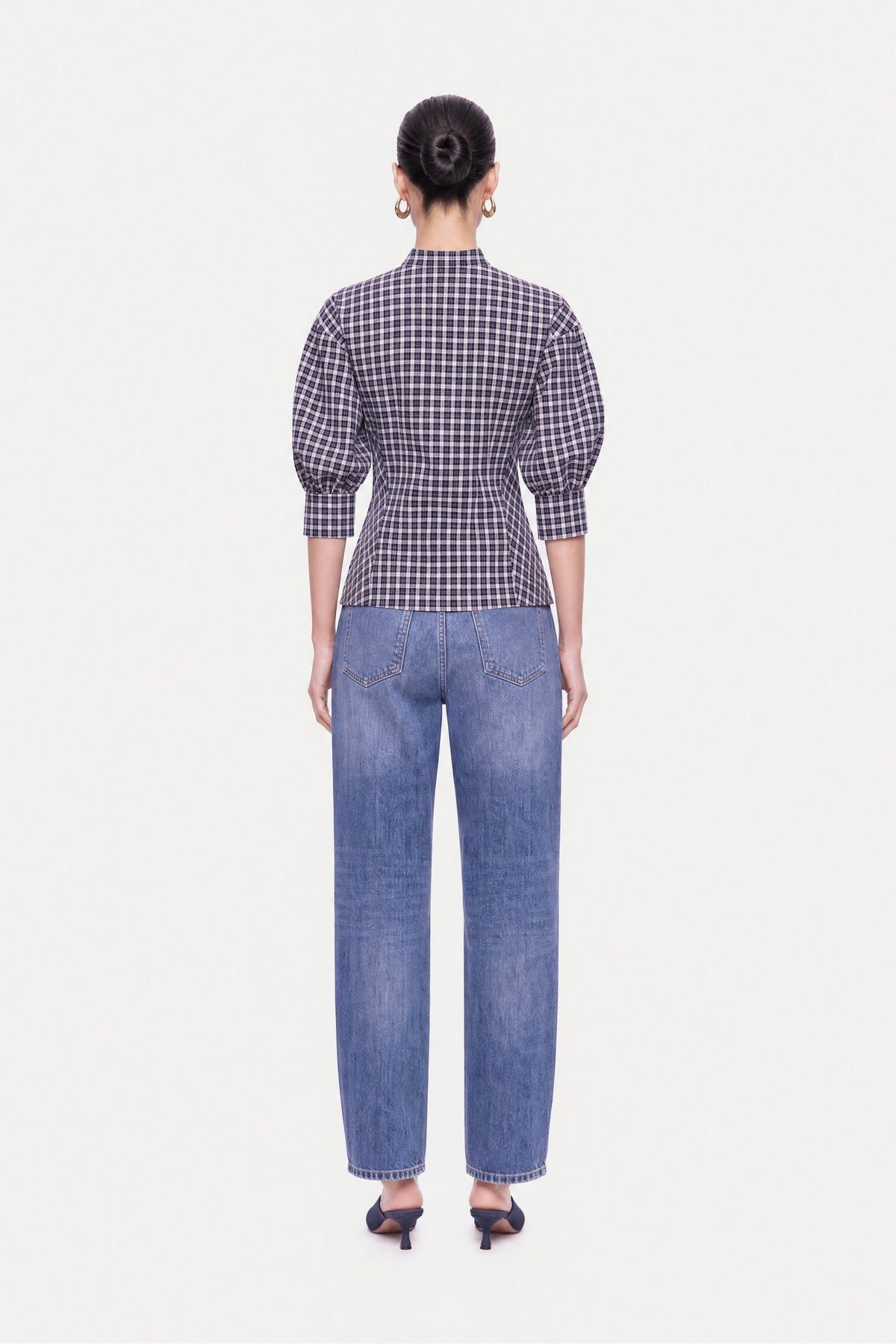 Balloon Sleeve Checked Shirt