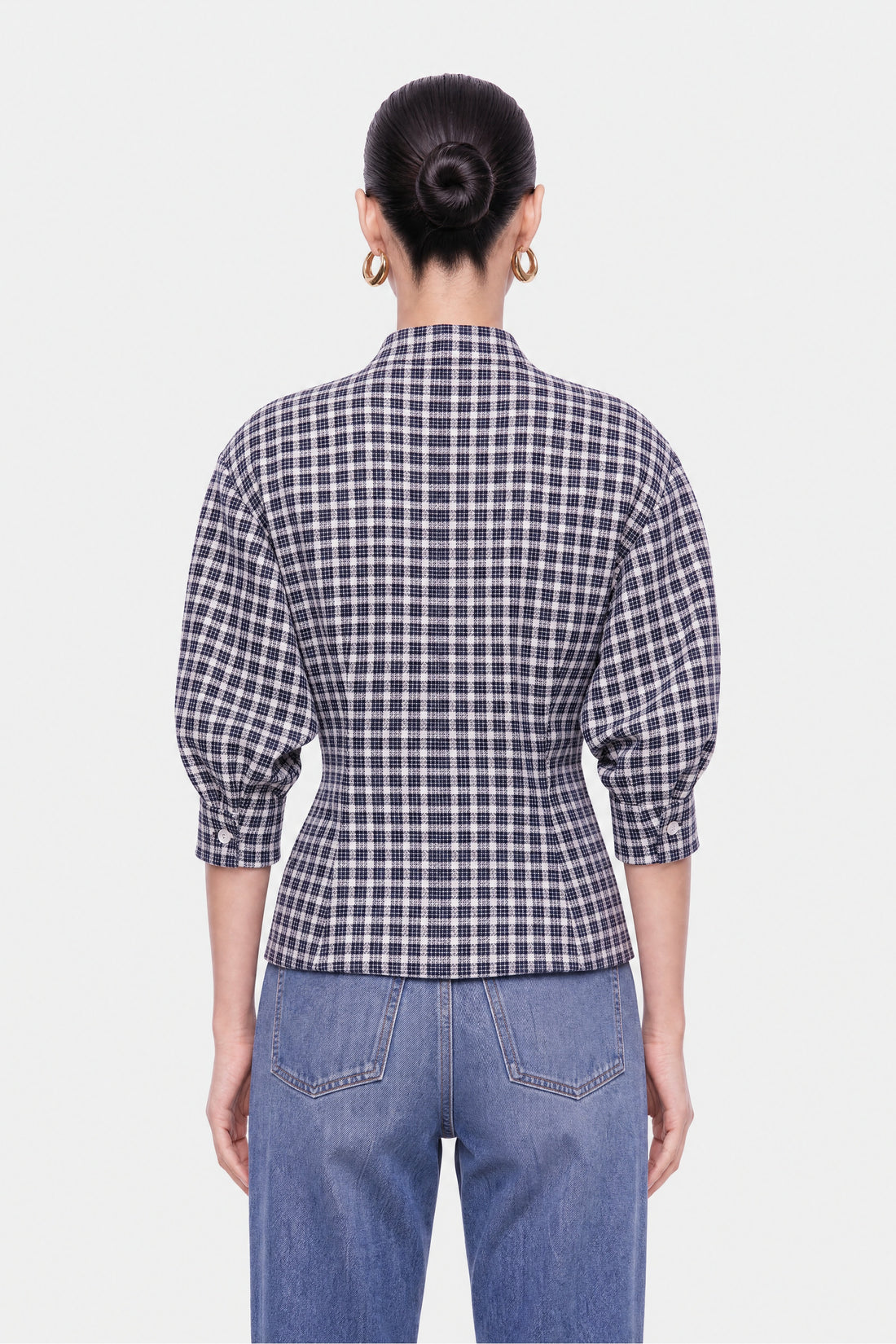 Balloon Sleeve Checked Shirt