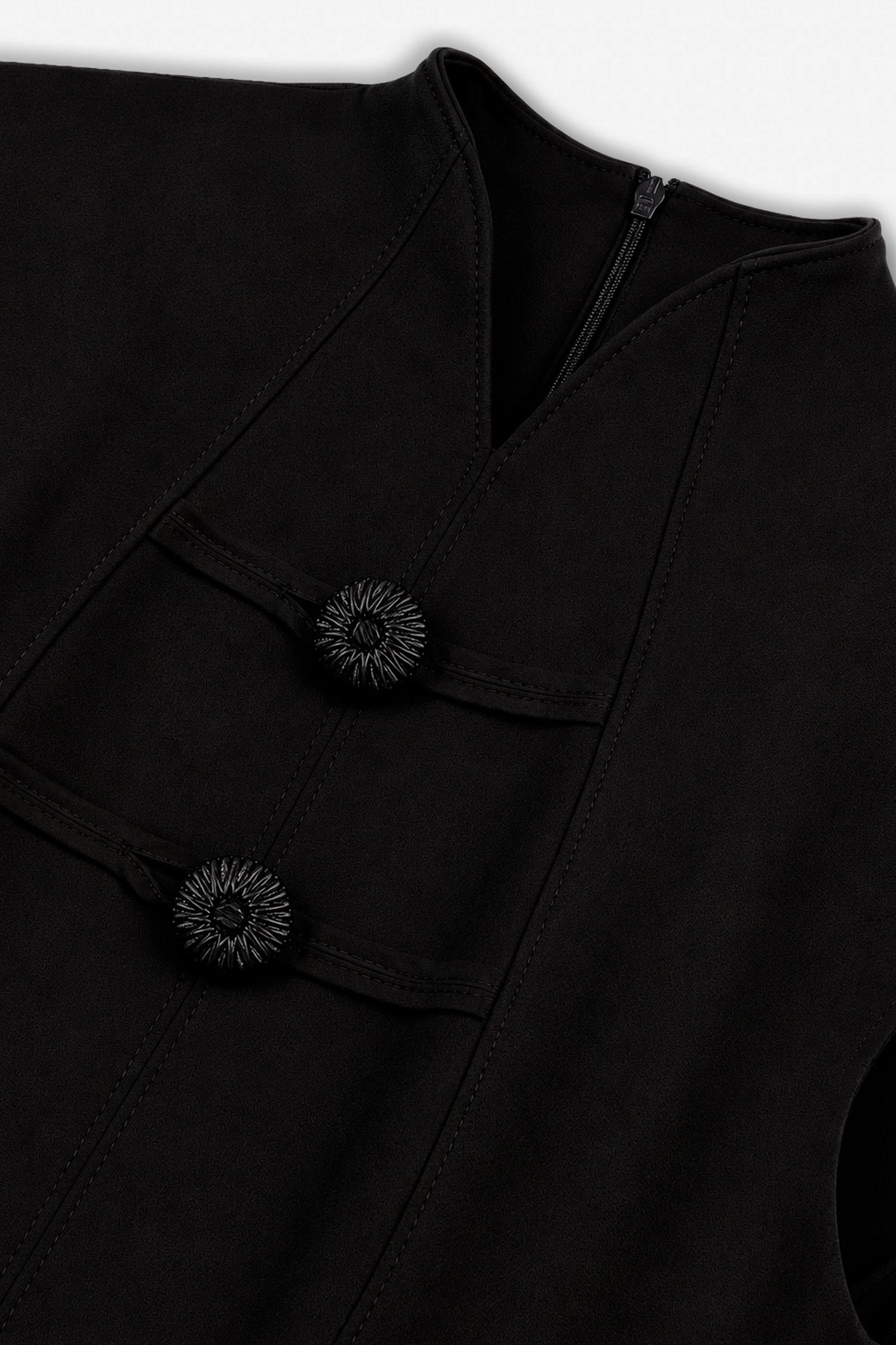 Padded-Shoulder Button-Detail Maxi Dress