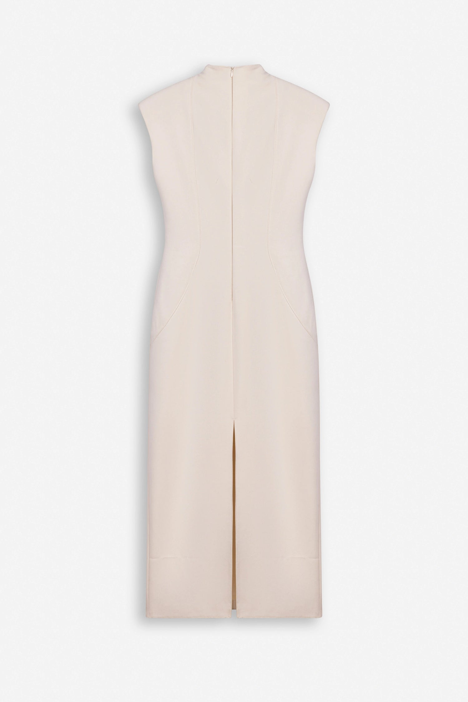 Padded-Shoulder Button-Detail Maxi Dress