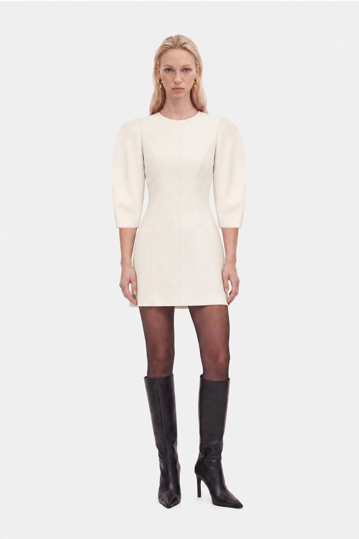 Balloon Sleeve Seam Detail Mini Dress