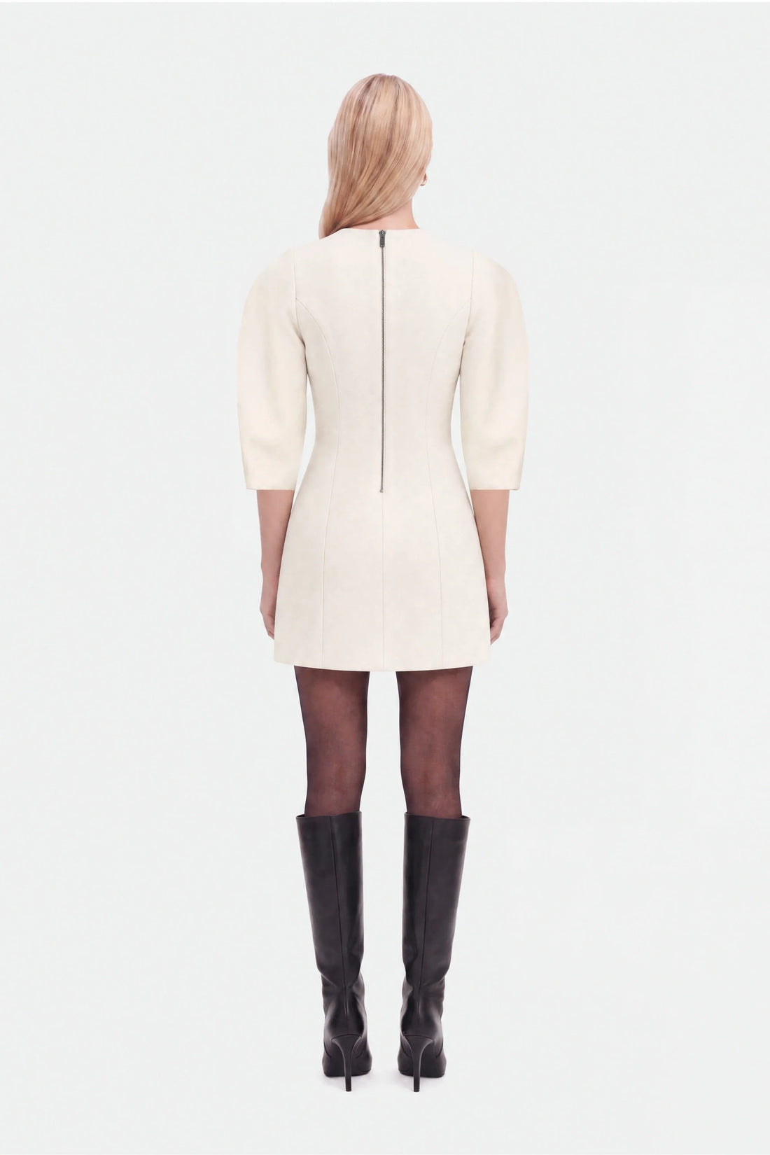 Balloon Sleeve Seam Detail Mini Dress