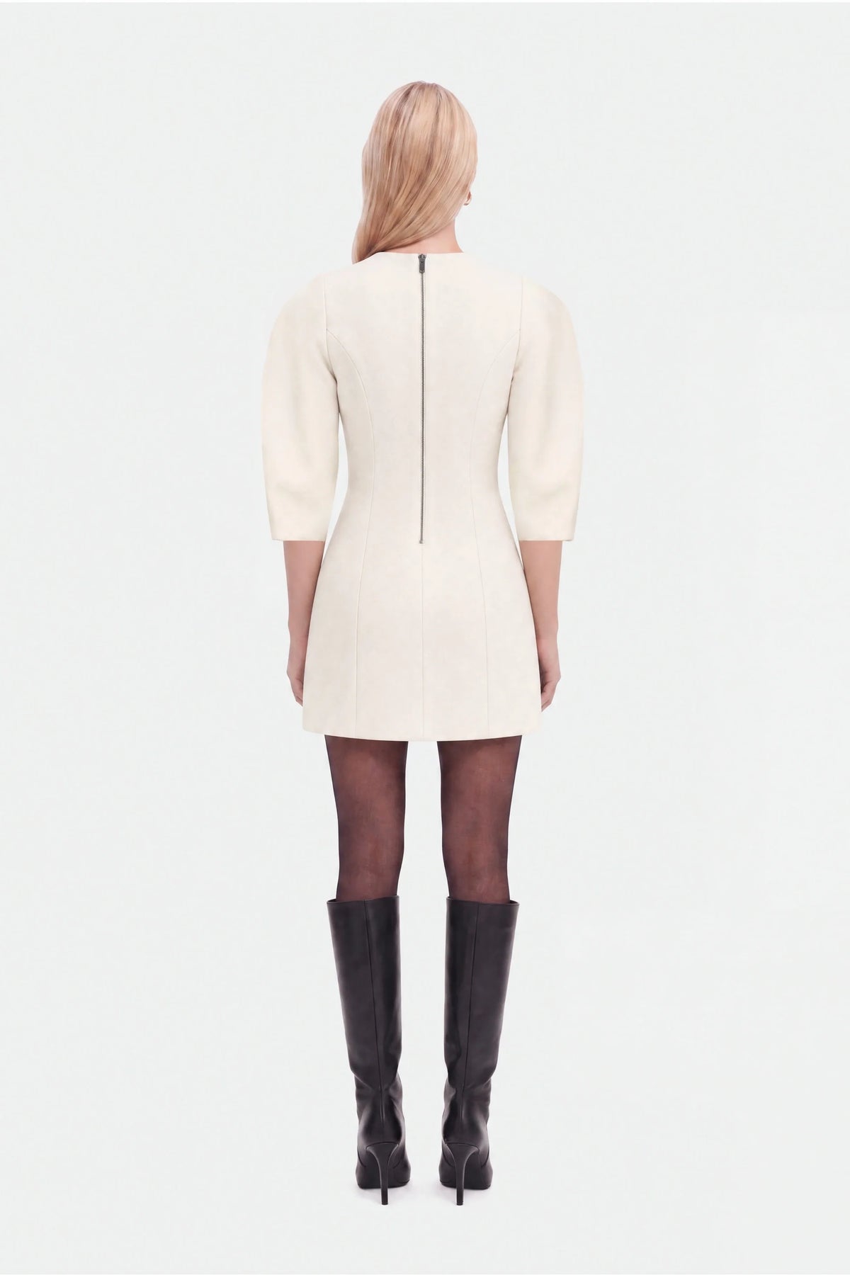 Balloon Sleeve Seam Detail Mini Dress
