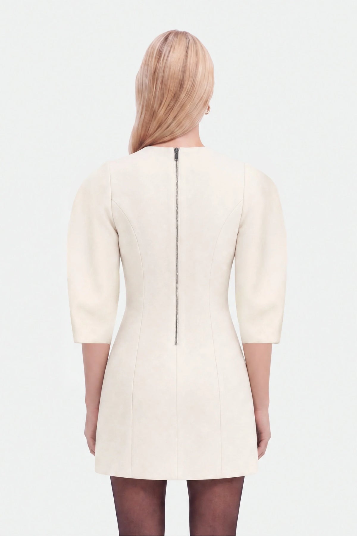 Balloon Sleeve Seam Detail Mini Dress