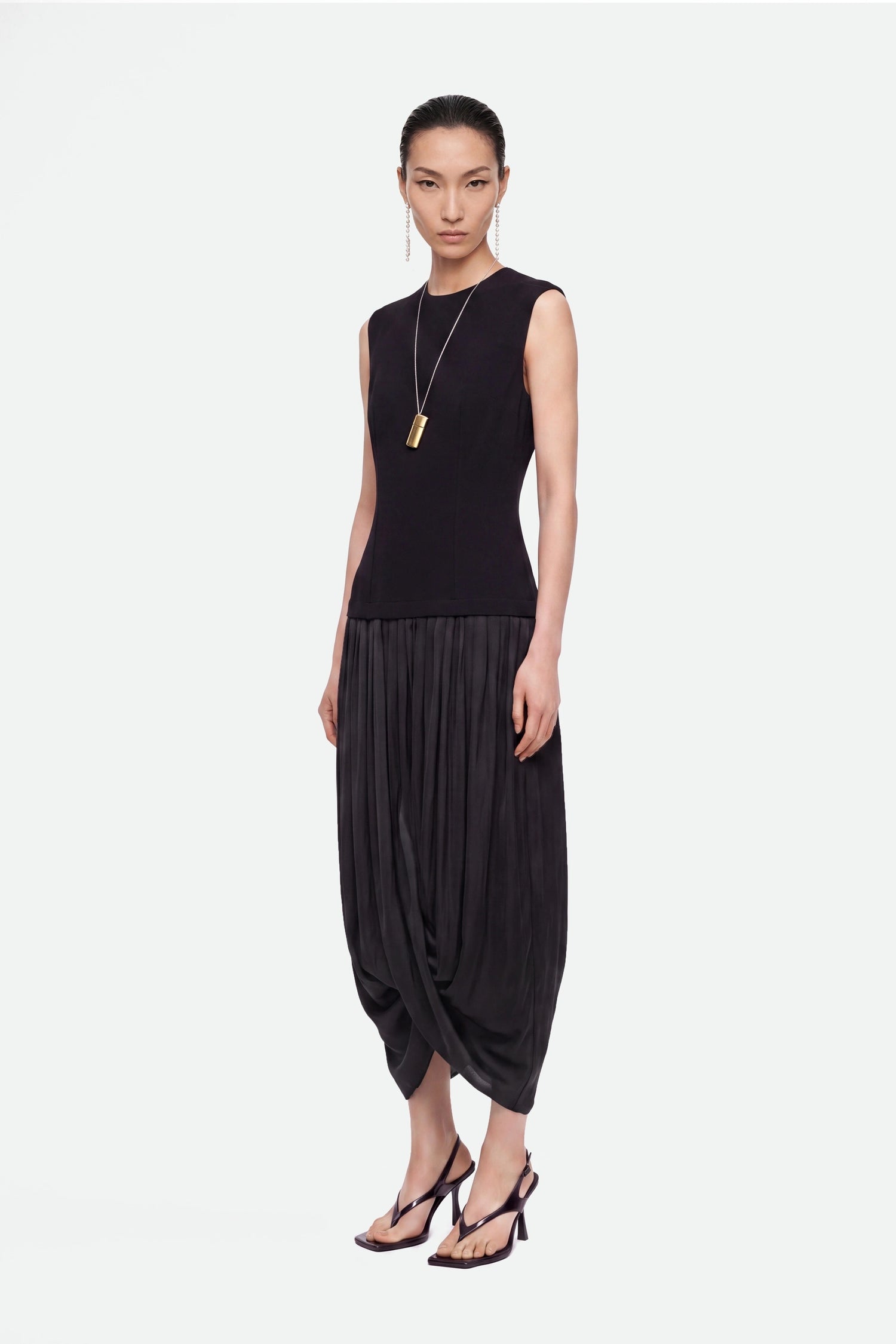 Cap-Sleeve Bubble-Hem Dress