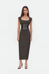 Croc Effect Corset Midi Dress