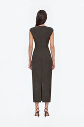 Croc Effect Corset Midi Dress