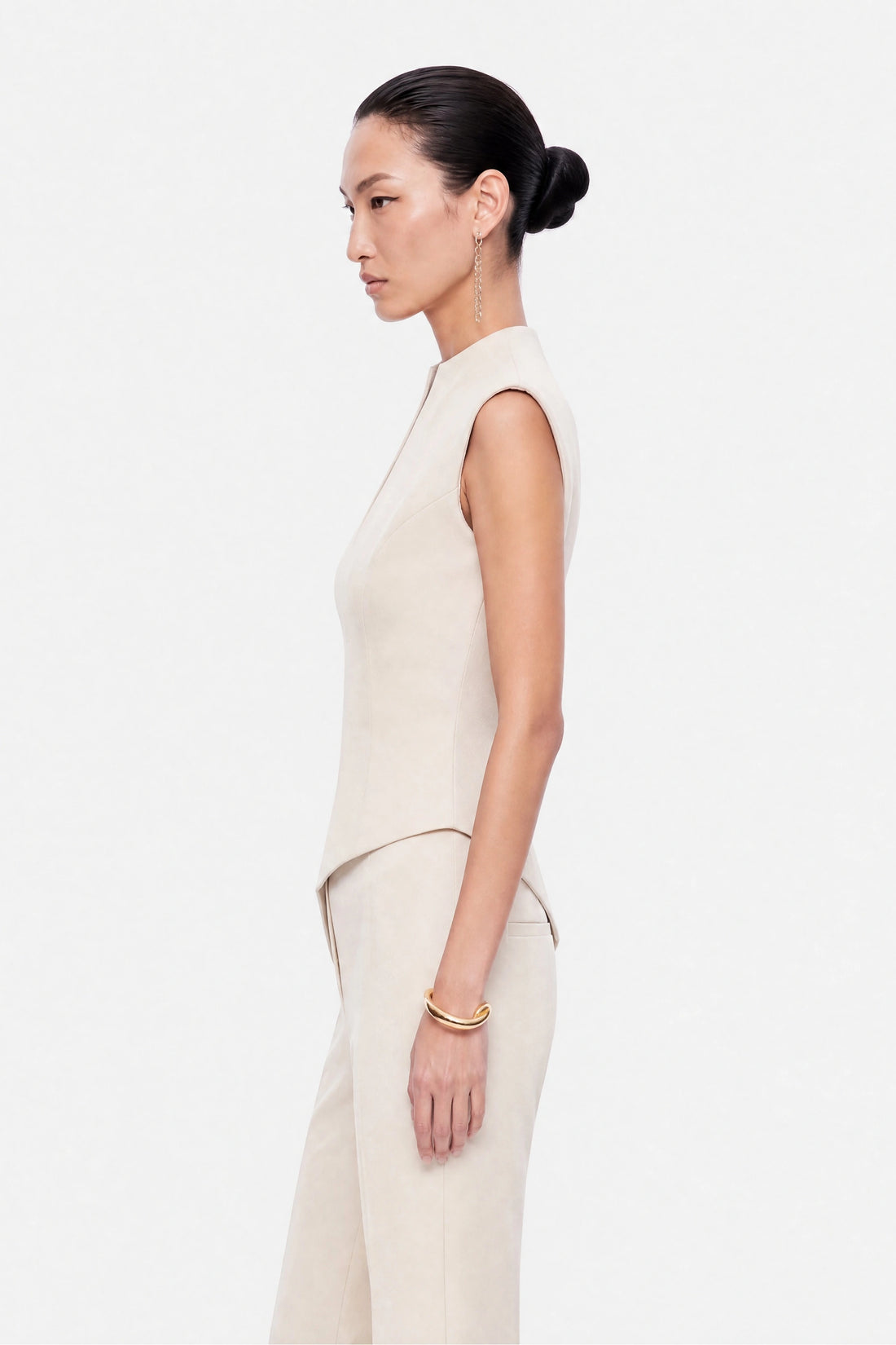High-Waist Slit-Hem Trousers