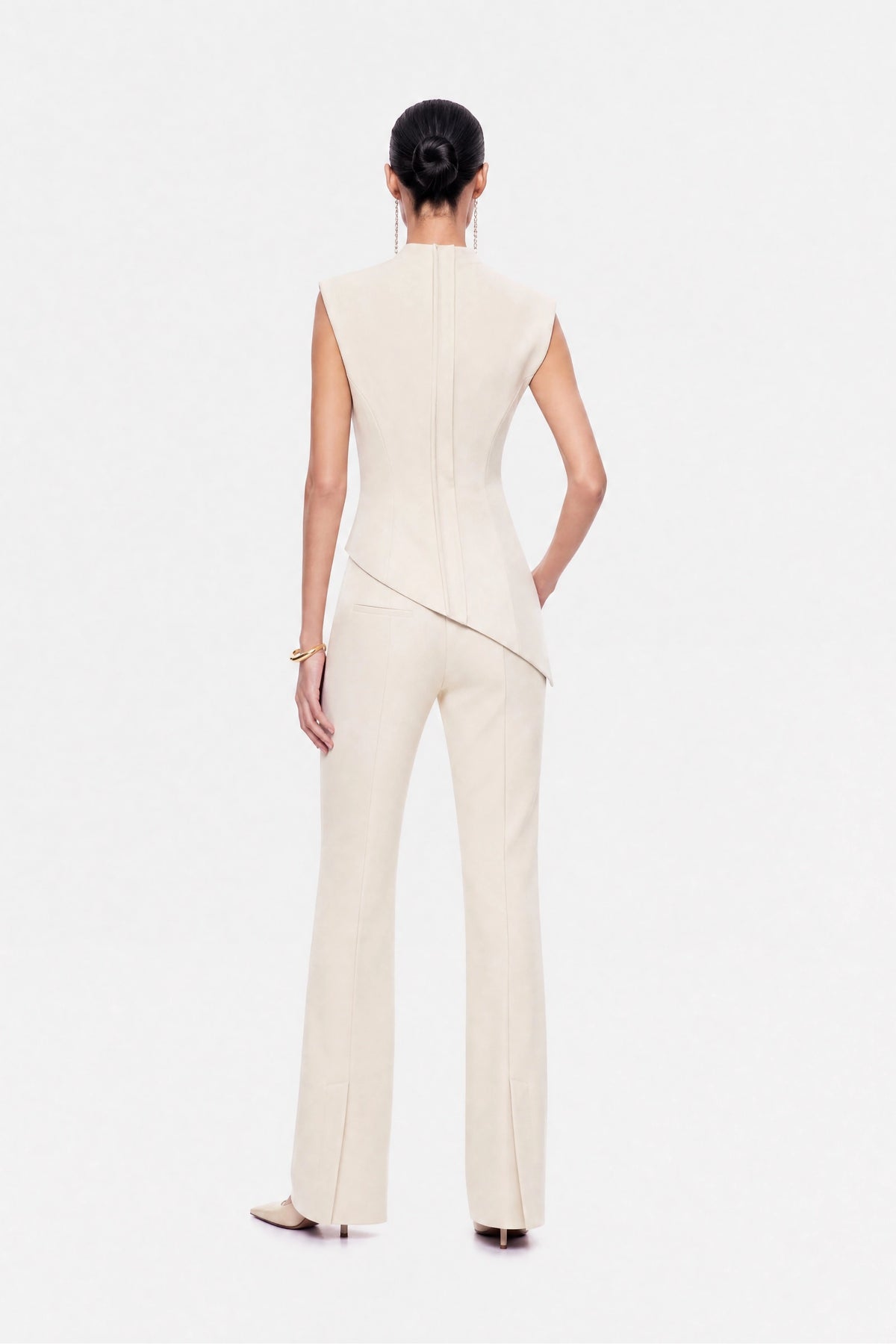 High-Waist Slit-Hem Trousers